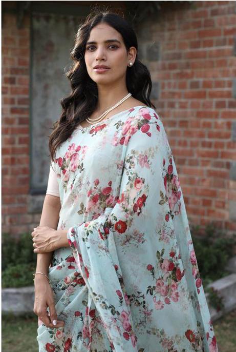 MG 354 Georgette Digital Print Saree Wholesale Clothing Suppliers in India